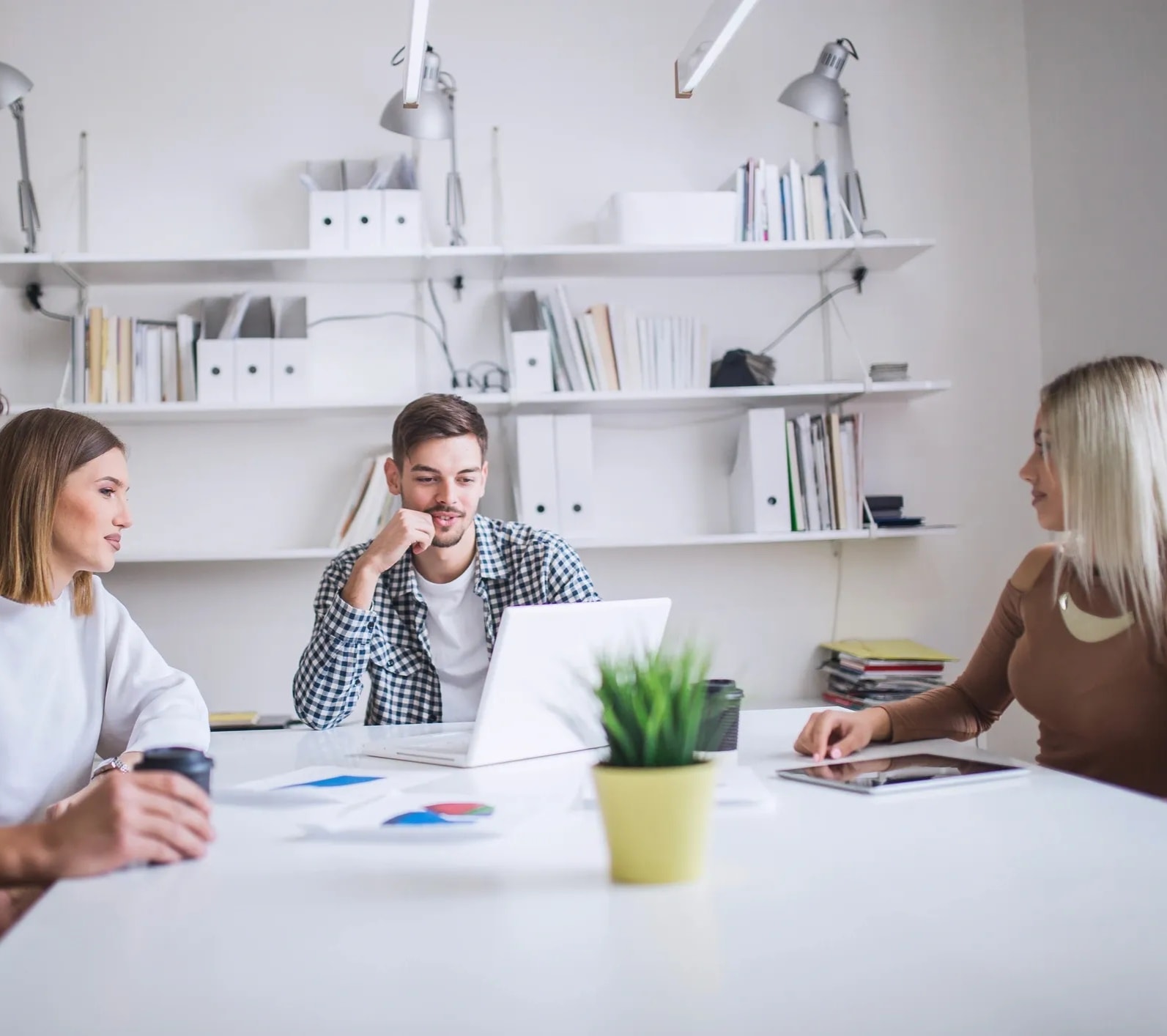 Small business owner in a one-to-one meeting with a client
